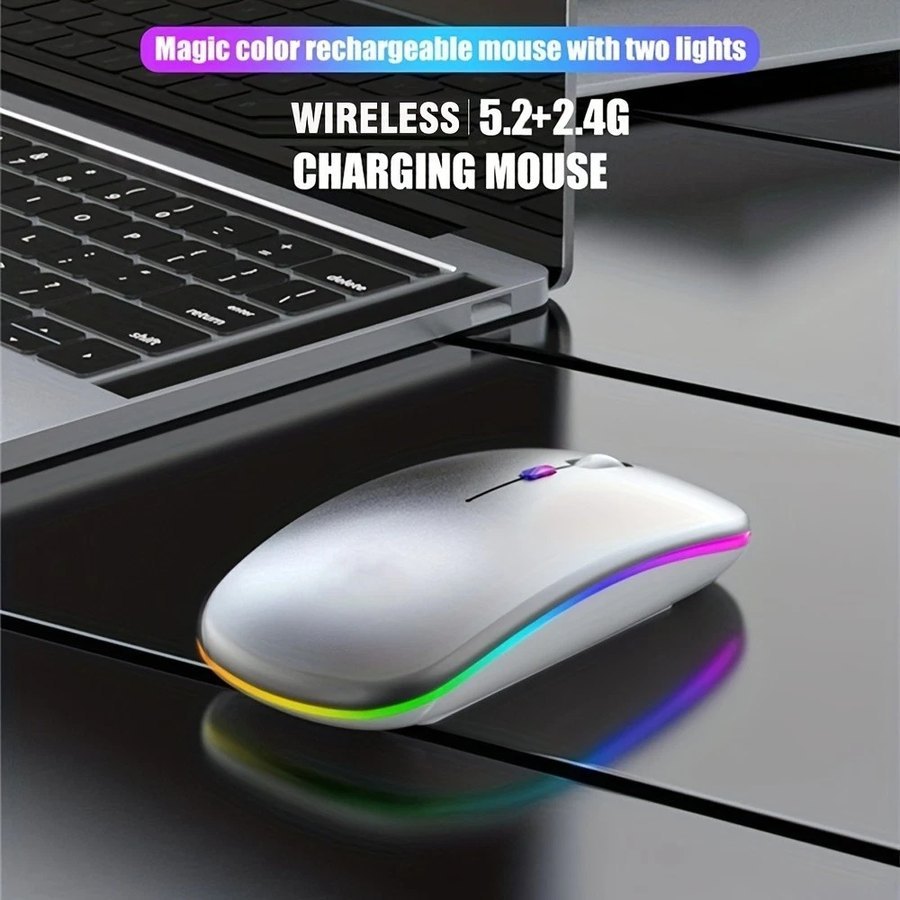 双模无线鼠标 蓝牙2.4G 可充电 RGB 静音